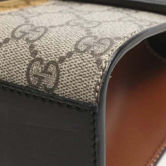 Gucci Interlock Chain Shoulder Bag Cowhide Calf Beige Brown Black - Picture 9 of 16